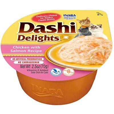 Inaba Dashi Delights Poulet Saumon Friandises pour Chats - 70G Inaba Dashi Delights Poulet Saumon Friandises pour Chats - 70G
