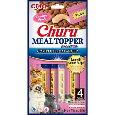 Inaba Churu Meal Topper Atún con Salmón - Snacks para Gatos - 4x14g Inaba Churu Meal Topper Atún con Salmón - Snacks para Gatos - 4x14g