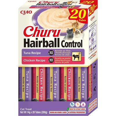 INABA Churu Galletas para Gatos Control de Pelos 20x14g Atún y Pollo INABA Churu Galletas para Gatos Control de Pelos 20x14g Atún y Pollo