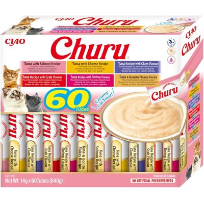 Premi per Gatti Inaba Churu - Confezione Variata di Tonno - 60 x 14G Premi per Gatti Inaba Churu - Confezione Variata di Tonno - 60 x 14G
