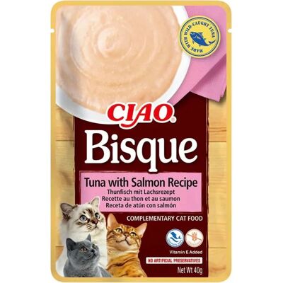 Inaba Ciao Bisque Soupe crème au thon et au saumon pour chats 12x40g Inaba Ciao Bisque Soupe crème au thon et au saumon pour chats 12x40g