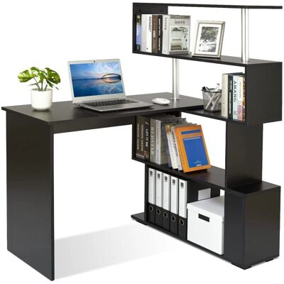 Meerveil L-vormig bureau - Hoekbureau met roteerbare planken Meerveil L-vormig bureau - Hoekbureau met roteerbare planken