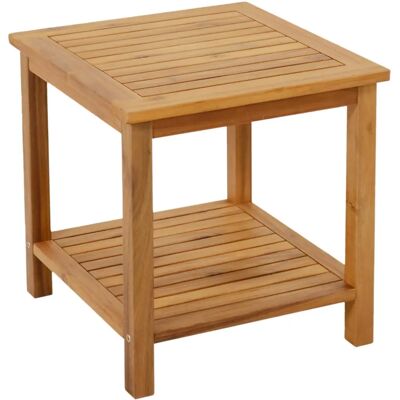 Spetebo Iowa Akazien Gartenbeistelltisch - 45x45cm - Holz mit 2 Regalen Spetebo Iowa Akazien Gartenbeistelltisch - 45x45cm - Holz mit 2 Regalen