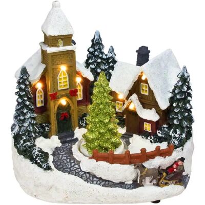 SPETEBO - VILL_LED_MOV - 19 cm - Rotierender Baum - Dekoratives Weihnachtsdorf SPETEBO - VILL_LED_MOV - 19 cm - Rotierender Baum - Dekoratives Weihnachtsdorf