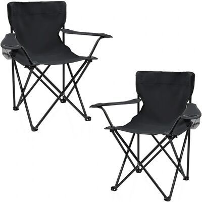 SPETEBO - Folding Camp Chair - Noir - Ensemble de 2 - Chaise de camping - Publicité SPETEBO - Folding Camp Chair - Noir - Ensemble de 2 - Chaise de camping - Publicité