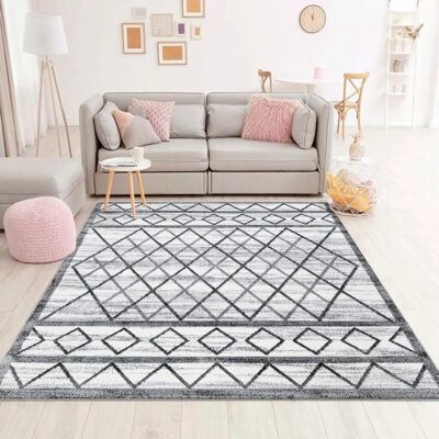 CARPET CITY Young964 Geometrischer Grauer Teppich - Teppich CARPET CITY Young964 Geometrischer Grauer Teppich - Teppich
