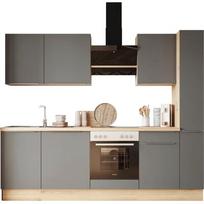 Respekta Marleen Küchenzeile - Grau, MDF Fronten, 250cm breit Respekta Marleen Küchenzeile - Grau, MDF Fronten, 250cm breit
