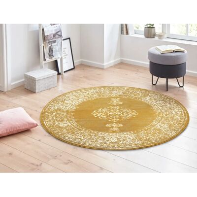 Tapis rond Hanse Home Meridional - 160cm, 9mm, Jaune - Publicité Tapis rond Hanse Home Meridional - 160cm, 9mm, Jaune - Publicité