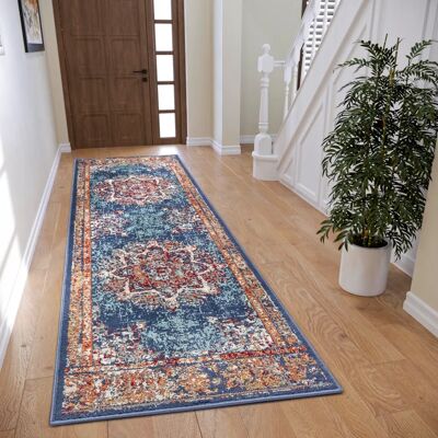 Tapis Bleu Maderno de Hanse Home - Design Oriental, 80x240cm, Résistant - Publicité Tapis Bleu Maderno de Hanse Home - Design Oriental, 80x240cm, Résistant - Publicité
