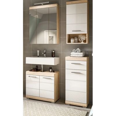 Inn.Furn Badezimmermöbel-Set Mambo - 4-teilig Modern MDF Weiß Hochglanz Inn.Furn Badezimmermöbel-Set Mambo - 4-teilig Modern MDF Weiß Hochglanz