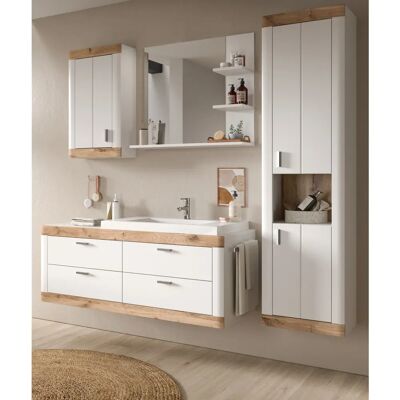 Inn.Furn Badmöbel-Set in Weiß Matt und Nox Eiche Landhaus - Badezimmermöbel Inn.Furn Badmöbel-Set in Weiß Matt und Nox Eiche Landhaus - Badezimmermöbel