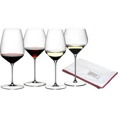 Riedel - VELOCE - 4 Gläser - Poliertuch - Weinglas-Set Riedel - VELOCE - 4 Gläser - Poliertuch - Weinglas-Set