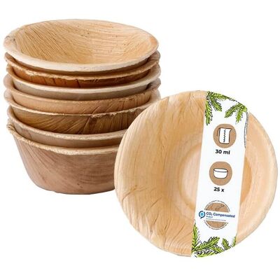 GREENBOX - Bols en feuille de palmier - 25 pcs - 30 ml - Ronds - Biodégradables - Jetables - Catering & Événements GREENBOX - Bols en feuille de palmier - 25 pcs - 30 ml - Ronds - Biodégradables - Jetables - Catering & Événements