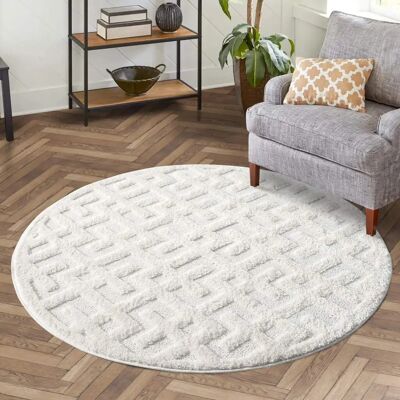 CARPET CITY FOCUS737 Beiger Hochflor-Runder Teppich - Teppiche CARPET CITY FOCUS737 Beiger Hochflor-Runder Teppich - Teppiche