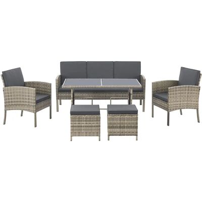 Juskys Gartenlounge-Set Turin - Polyrattan Sitzgruppe für 7 Personen Juskys Gartenlounge-Set Turin - Polyrattan Sitzgruppe für 7 Personen