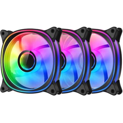 LC Power ARGB Lüfter Set von 3 - 120mm Schwarz PWM Gehäuselüfter LC Power ARGB Lüfter Set von 3 - 120mm Schwarz PWM Gehäuselüfter