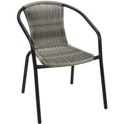 Mojawo - Stapelstuhl - Grau meliert - Stahl & Polyrattan - Gartenstuhl Mojawo - Stapelstuhl - Grau meliert - Stahl & Polyrattan - Gartenstuhl