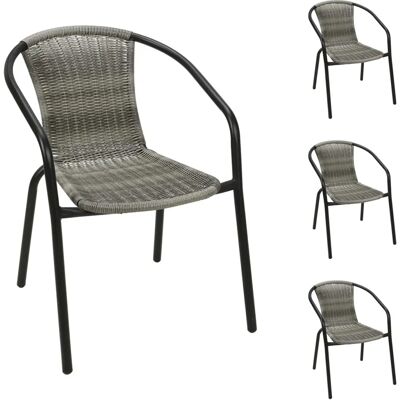 Mojawo - Bistrostuhl - Grau meliert - Stahl/Polyrattan - Gartenstuhl Mojawo - Bistrostuhl - Grau meliert - Stahl/Polyrattan - Gartenstuhl