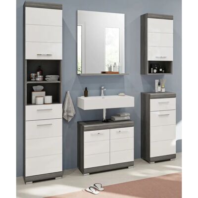 Inn.Furn Badmöbel Set - Weiß Hochglanz & Grau, 5-teilig, Modern Inn.Furn Badmöbel Set - Weiß Hochglanz & Grau, 5-teilig, Modern