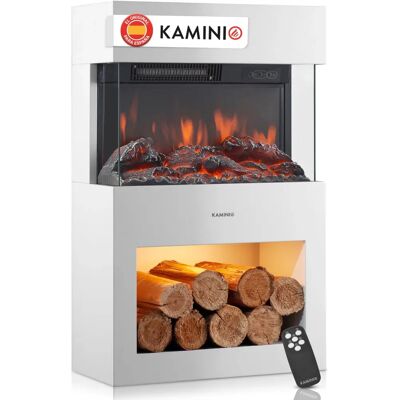 Cheminée électrique Kaminio Henri - Effet de flamme 3D, télécommande, blanc - Publicité Cheminée électrique Kaminio Henri - Effet de flamme 3D, télécommande, blanc - Publicité