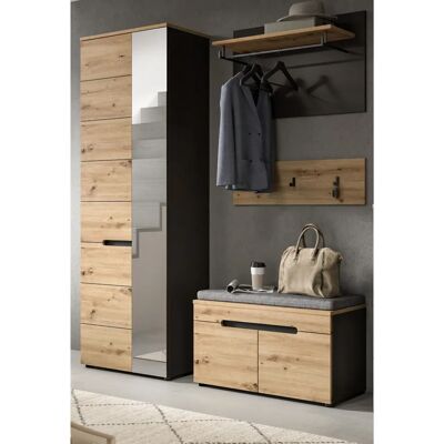 Inn.Furn Garderobe Set 4-teilig "Cooper" in Artisan Eiche und grau - Garderobenkombination Inn.Furn Garderobe Set 4-teilig "Cooper" in Artisan Eiche und grau - Garderobenkombination