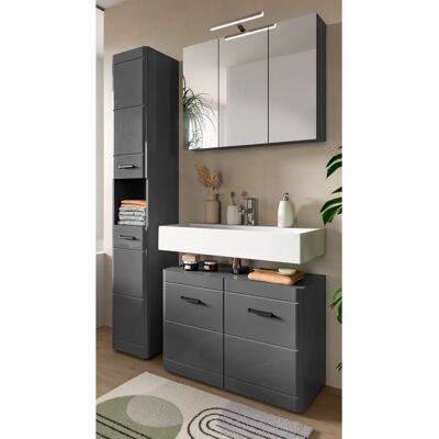 Inn.Furn Stark Grau Hochglanz Badezimmermöbel Set - Badtyp Inn.Furn Stark Grau Hochglanz Badezimmermöbel Set - Badtyp