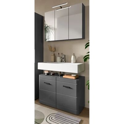 Inn.Furn Grau Hochglanz Badezimmermöbel-Set - 2-teilig Inn.Furn Grau Hochglanz Badezimmermöbel-Set - 2-teilig