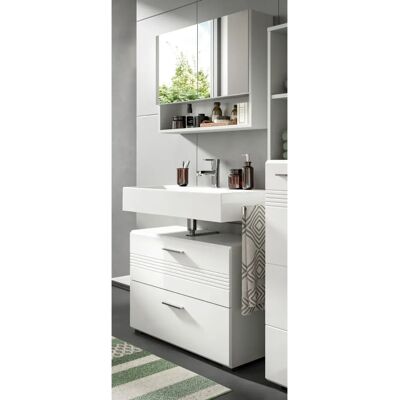 Inn.Furn Badezimmermöbel-Set 2-tlg Carlo Weiß Hochglanz Grau - Badmöbelset Inn.Furn Badezimmermöbel-Set 2-tlg Carlo Weiß Hochglanz Grau - Badmöbelset