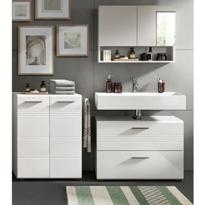 Inn.Furn Weiß-Grau 3-teiliges Badezimmer-Set - Badmöbel Inn.Furn Weiß-Grau 3-teiliges Badezimmer-Set - Badmöbel