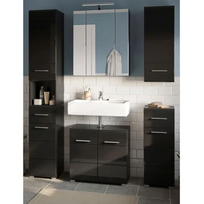 Inn.Furn Schwarzes Hochglanz Badmöbel Set - Badezimmer Inn.Furn Schwarzes Hochglanz Badmöbel Set - Badezimmer