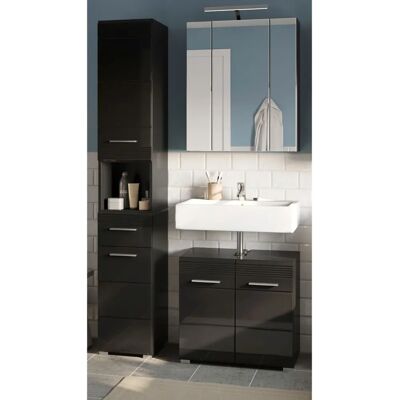 Inn.Furn Badmöbel Set 3-teilig in schwarz Hochglanz - Badezimmermöbel Inn.Furn Badmöbel Set 3-teilig in schwarz Hochglanz - Badezimmermöbel