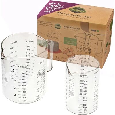 TreeBox Värmetåliga Glas Mätkoppar Set - 2 st - 500ml & 1000ml TreeBox Värmetåliga Glas Mätkoppar Set - 2 st - 500ml & 1000ml