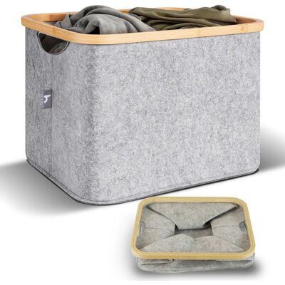 HENNEZ - Adrian - Cinzento claro - 41 L - cesta de roupa HENNEZ - Adrian - Cinzento claro - 41 L - cesta de roupa