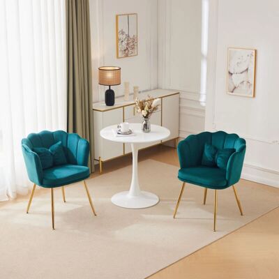 OKWISH - Velvet Petal-Back - Gold Legs - Chair set OKWISH - Velvet Petal-Back - Gold Legs - Chair set