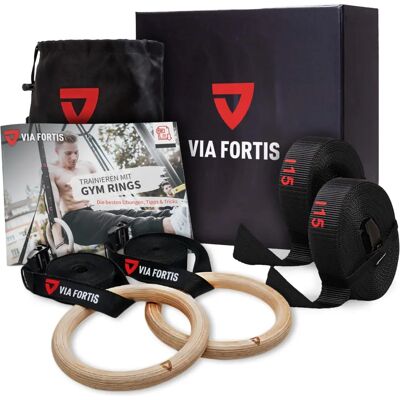 VIA FORTIS VFGRNS28 Anneaux de Gymnastique en Bois - Noir - Publicité VIA FORTIS VFGRNS28 Anneaux de Gymnastique en Bois - Noir - Publicité