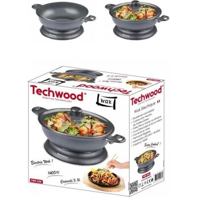 Wok Électrique Techwood - 3,6L Antiadhésif 1500W - Noir - Publicité Wok Électrique Techwood - 3,6L Antiadhésif 1500W - Noir - Publicité