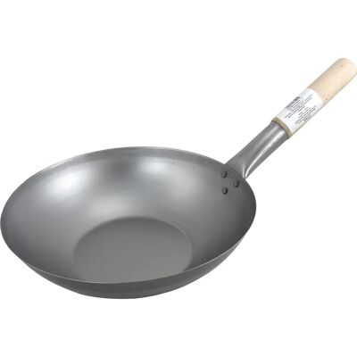 Jade Temple Wok Ø30 cm ze stali węglowej - Płaska podstawa Jade Temple Wok Ø30 cm ze stali węglowej - Płaska podstawa