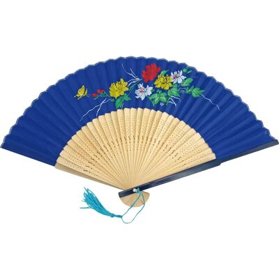 Jade Temple 17224 Ventaglio in nylon azzurro Motivo floreale asiatico - Oggetto decorativo Jade Temple 17224 Ventaglio in nylon azzurro Motivo floreale asiatico - Oggetto decorativo