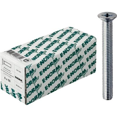 E-NORMpro Tornillo de Madera Galvanizado M6 x 100 mm Ranura Cruz - DIN 965 E-NORMpro Tornillo de Madera Galvanizado M6 x 100 mm Ranura Cruz - DIN 965