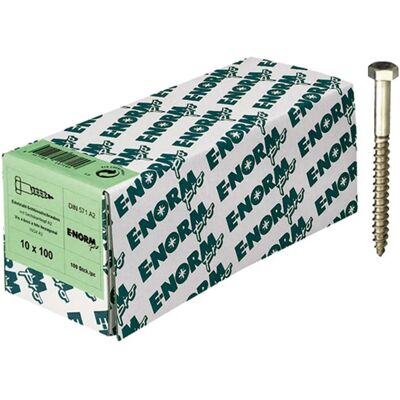 Tornillo para madera E-NORMpro DIN 571 Acero inoxidable A2 10x60 mm - 100 unidades Tornillo para madera E-NORMpro DIN 571 Acero inoxidable A2 10x60 mm - 100 unidades