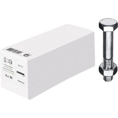 E-Normpro Perno hexagonal con tuerca - M12 x 45mm - Acero - Galvanizado - 50 piezas E-Normpro Perno hexagonal con tuerca - M12 x 45mm - Acero - Galvanizado - 50 piezas