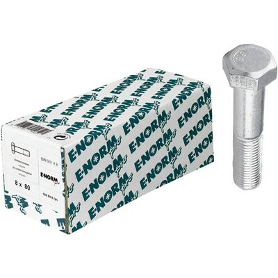 Tornillos hexagonales E-NORMpro M8 x 50 - DIN 931-8.8 - 200 piezas Tornillos hexagonales E-NORMpro M8 x 50 - DIN 931-8.8 - 200 piezas