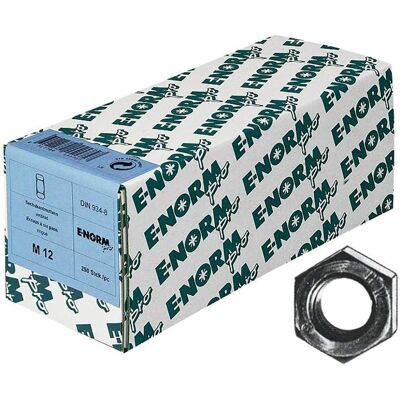 Tuercas hexagonales M12 E-NORMpro - DIN 934-8 galvanizadas - 250 unidades Tuercas hexagonales M12 E-NORMpro - DIN 934-8 galvanizadas - 250 unidades