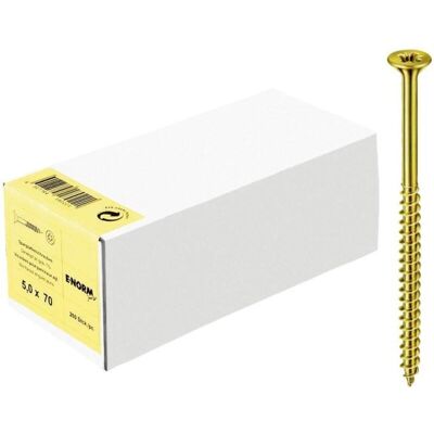 Vis à bois E-NORMpro jaune galvanisé - 4,5x70/42mm - Tête fraisée PZ - 200 pièces - Publicité Vis à bois E-NORMpro jaune galvanisé - 4,5x70/42mm - Tête fraisée PZ - 200 pièces - Publicité