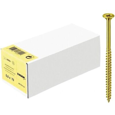 Tornillo de madera E-NORMpro amarillo - 6 x 50 / 30 mm - Tipo de madera Tornillo de madera E-NORMpro amarillo - 6 x 50 / 30 mm - Tipo de madera