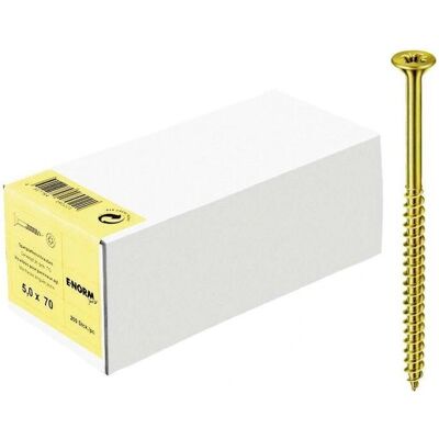 Tornillos E-NORMpro - 5x120/72mm Zincado Amarillo Cabeza Avellanada Tornillos E-NORMpro - 5x120/72mm Zincado Amarillo Cabeza Avellanada