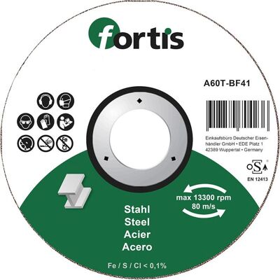 Fortis 4317784704311 Winkelmaschine Zubehör - Stahl Trennscheibe 230mm Fortis 4317784704311 Winkelmaschine Zubehör - Stahl Trennscheibe 230mm
