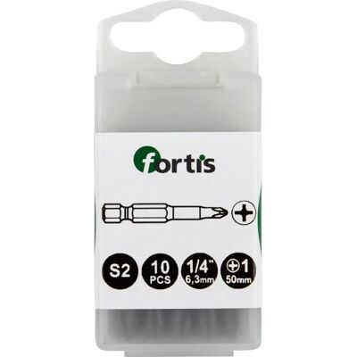 Fortis Schraubendreher Bit-Set - 10 Stück PH 1 50mm - Kreuzschlitz Fortis Schraubendreher Bit-Set - 10 Stück PH 1 50mm - Kreuzschlitz