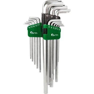 Set di Chiavi a L hex Fortis 4317784729918 - 18 Pezzi Set di Chiavi a L hex Fortis 4317784729918 - 18 Pezzi