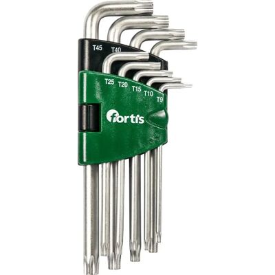 Set Chiavi Esagonali Fortis T9-T50 - Viti TORX Interne Set Chiavi Esagonali Fortis T9-T50 - Viti TORX Interne